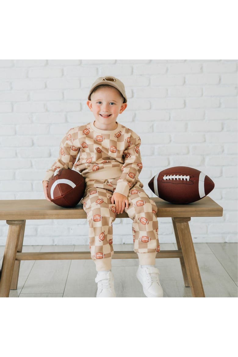 Football Checkered Sweatshirt, Alternate, color, Beige