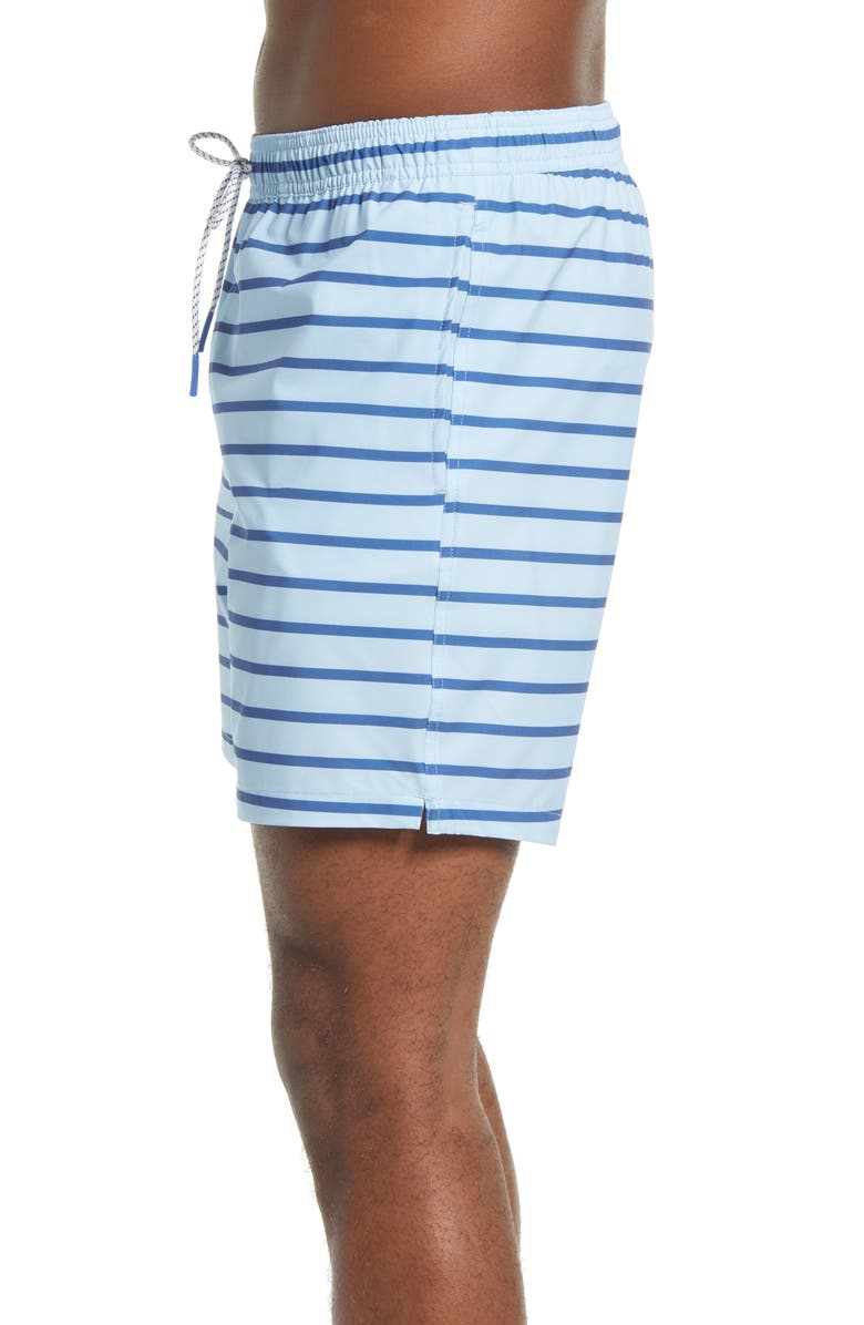 Bonobos Riviera Stripe Recycled E-Waist Swim Trunks, Alternate, color, 