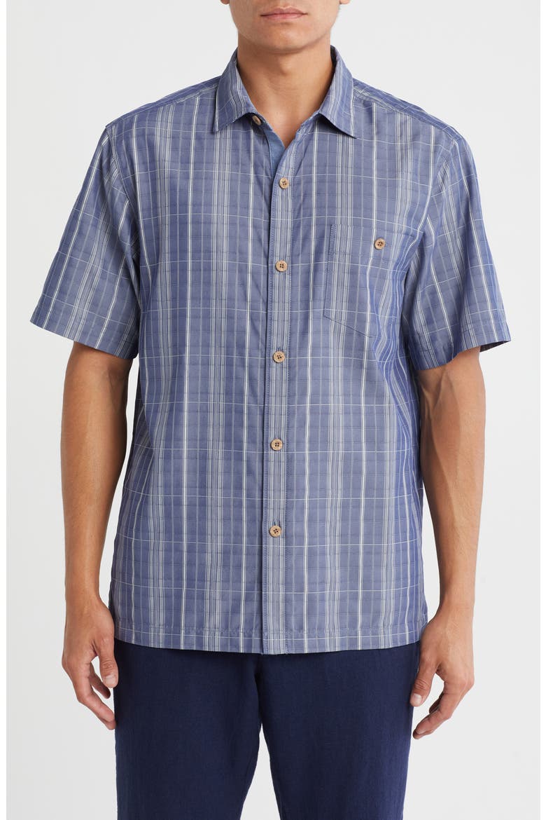 Coconut Point Samba Stripe Button-Up Shirt, Main, color, ISLAND NAVY