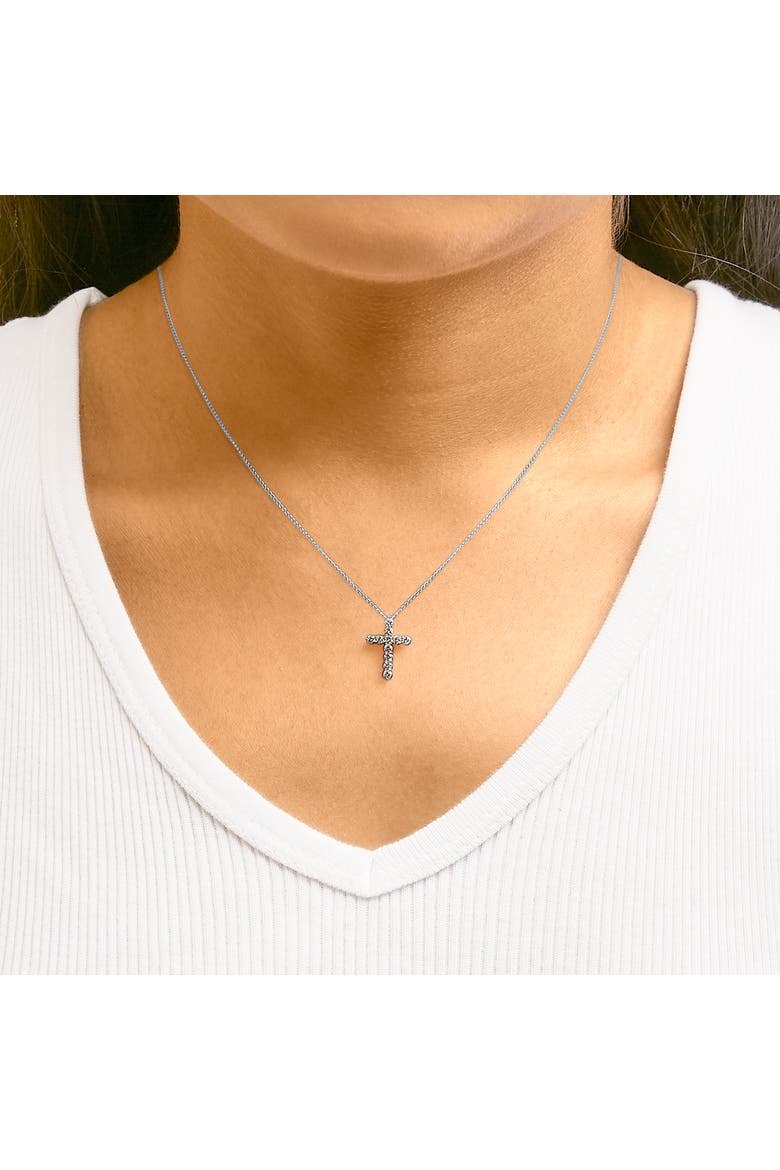 14K Gold 1/2 Cttw Lab Grown Diamond 11 Stone Cross Pendant Necklace, Alternate, color, White