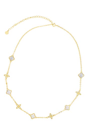 Adornia Clover Station Necklace In White