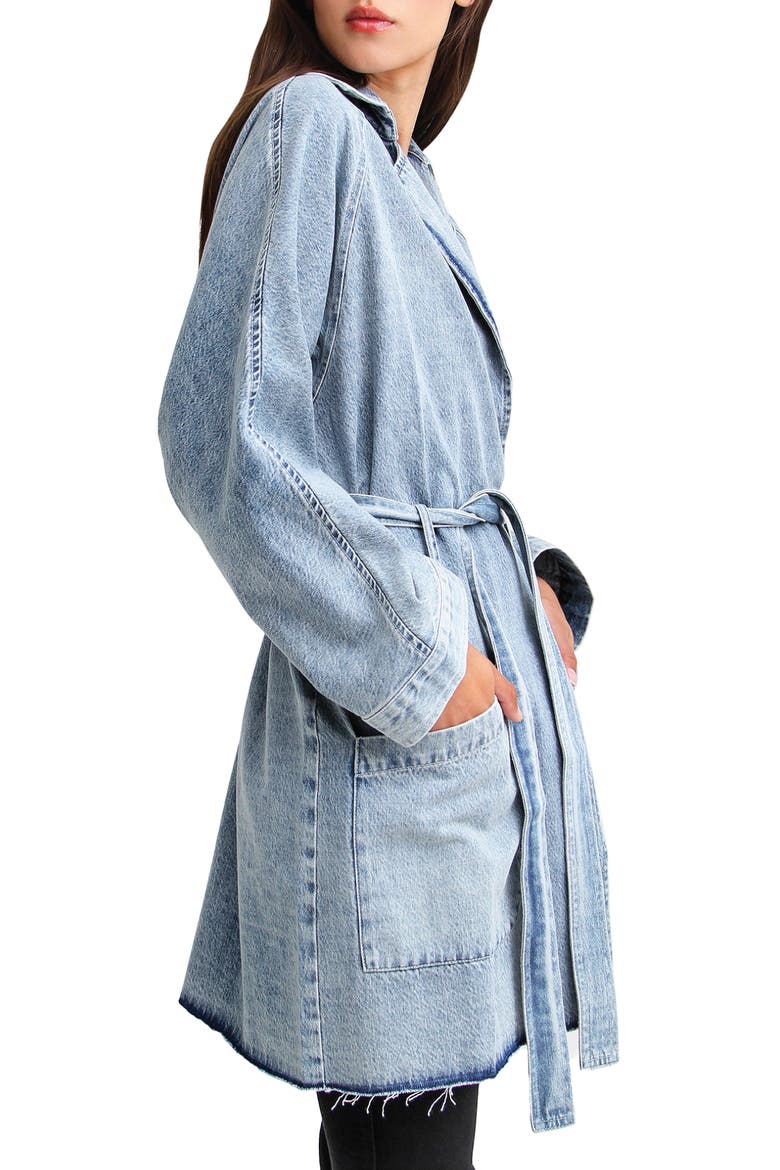 Relaxed Boyfriend Trench Denim Jacket, Alternate, color, INDIGO