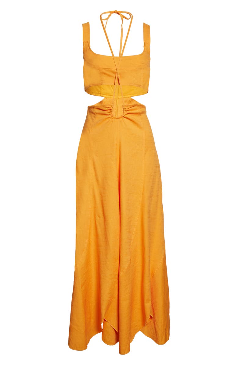 Cult Gaia Eileen Cutout Sleeveless Linen Blend Maxi Dress, Alternate, color,