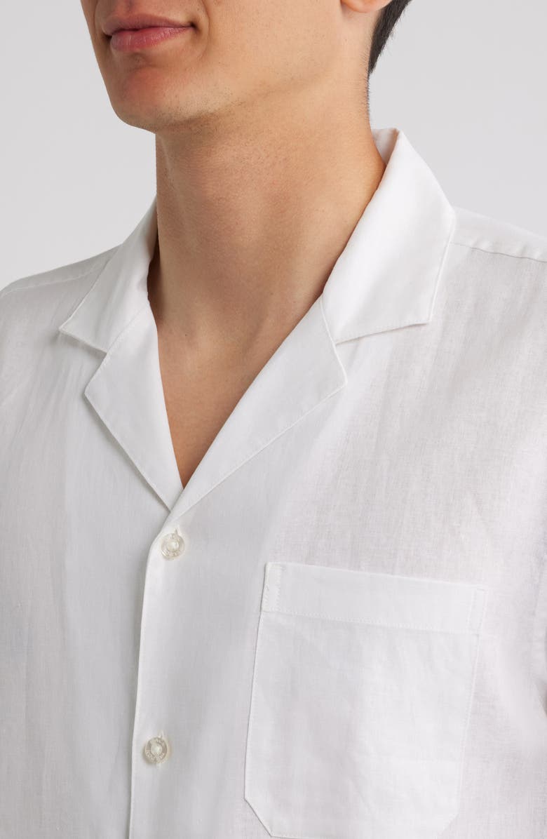 Mack Weldon Relaxed Fit Linen Camp Shirt, Alternate, color, Bright White