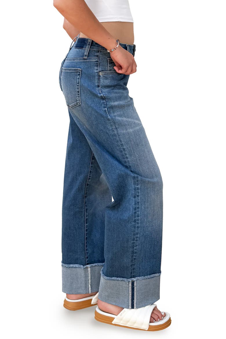 Cuffed Ankle Wide Leg Jeans, Alternate, color, SUBWAY BLUE