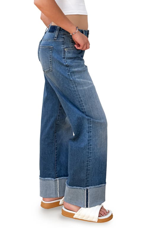 Hint Of Blu Cuffed Ankle Wide Leg Jeans In Blue