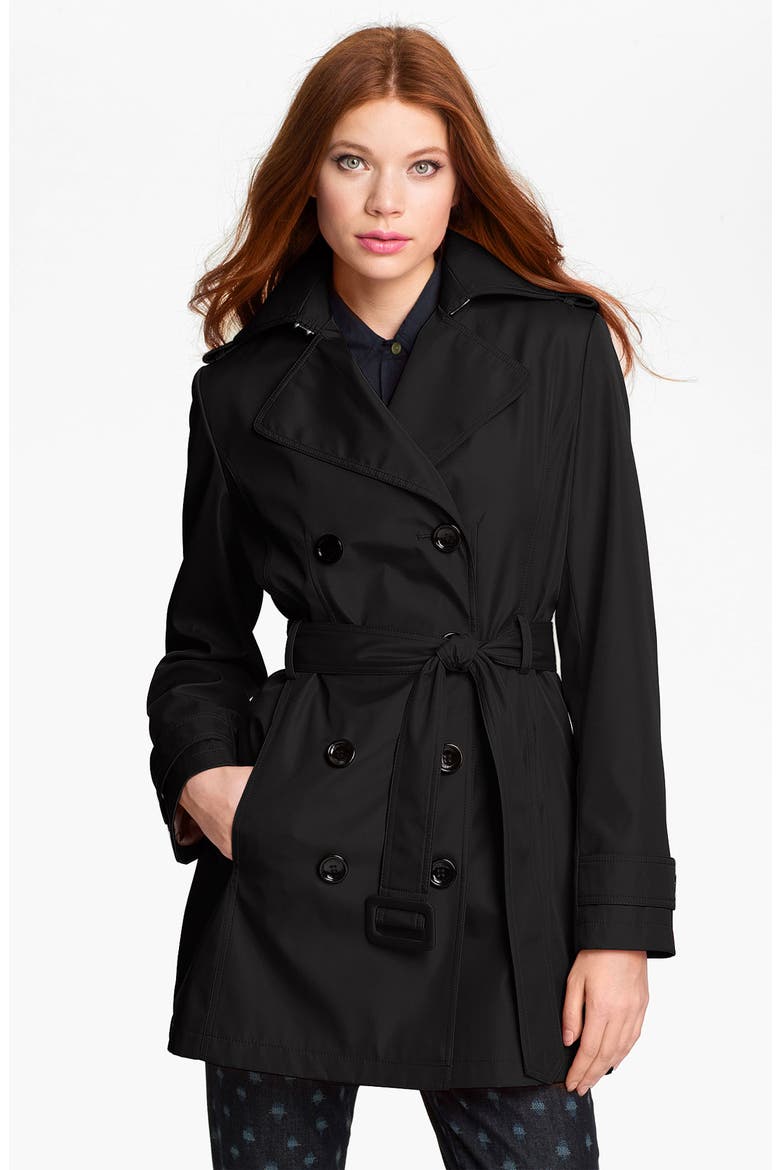 Skirt Back Trench Coat, Main, color, BLACK