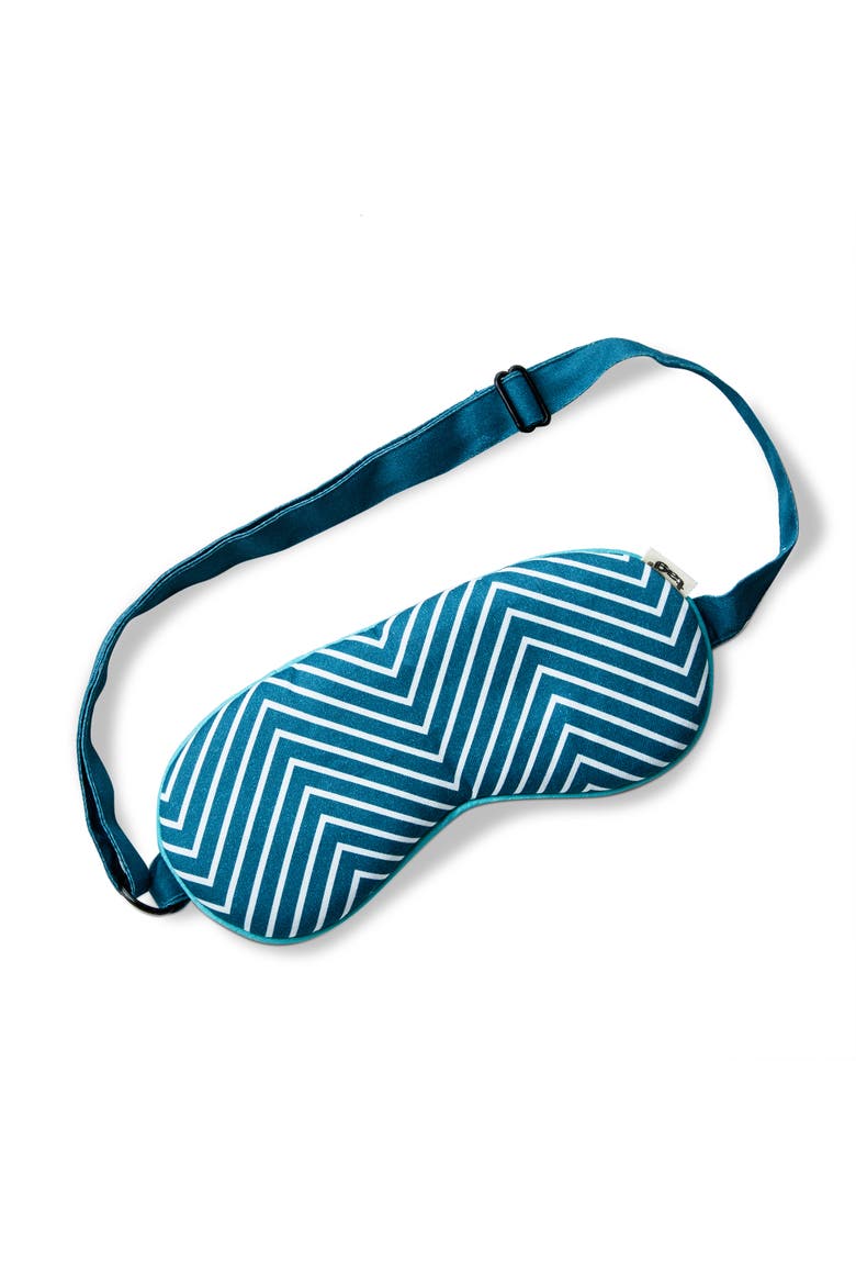 Chevron Sleep Mask Teal Cotton Everyday, Main, color, Teal