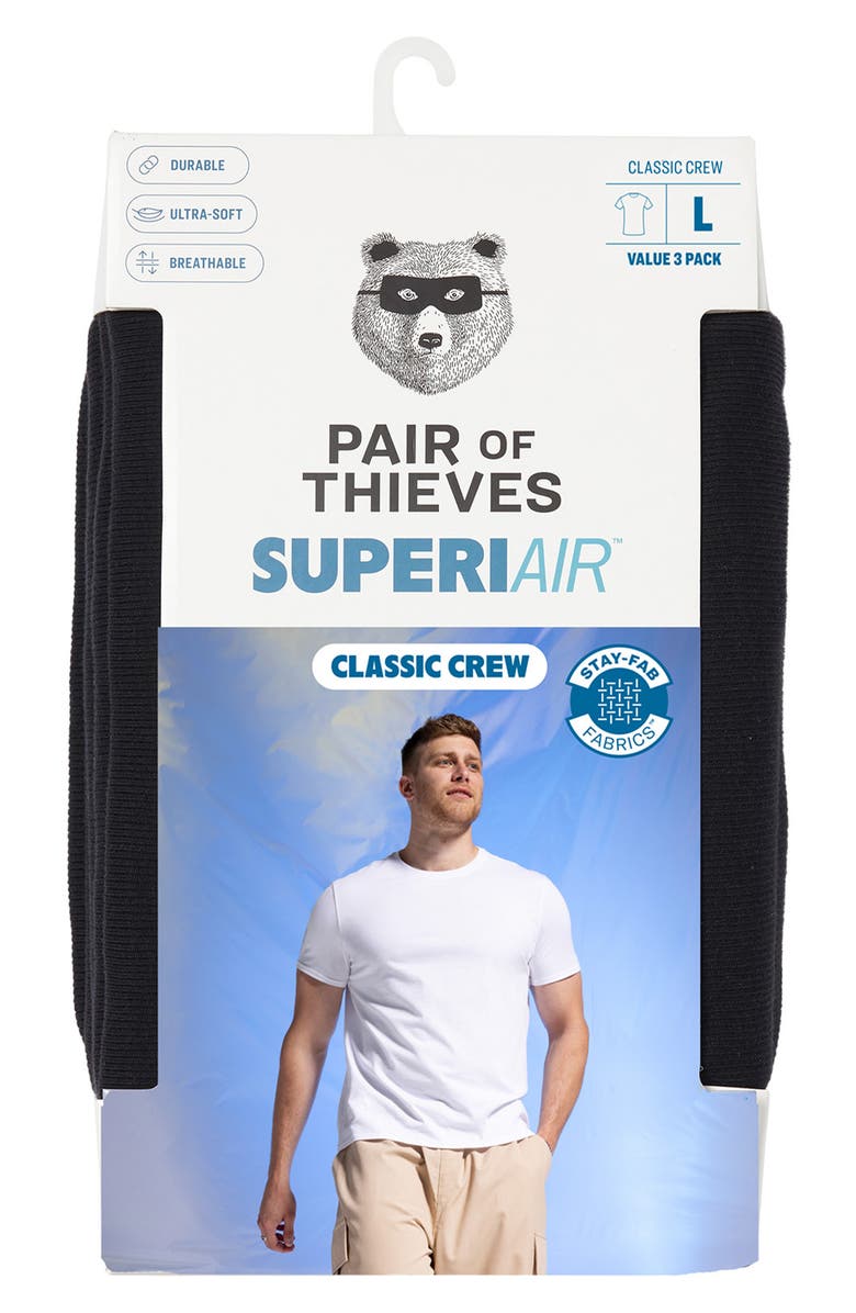 Pair of Thieves Superiair<sup>™</sup> 3-Pack Cotton Crewneck T-Shirts, Alternate, color, Black Crew