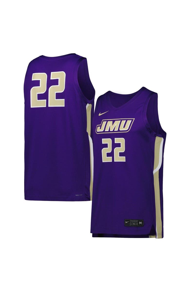 Nike Men's Nike Purple James Madison Dukes Replica Basketball Jersey, Main, color, Purple