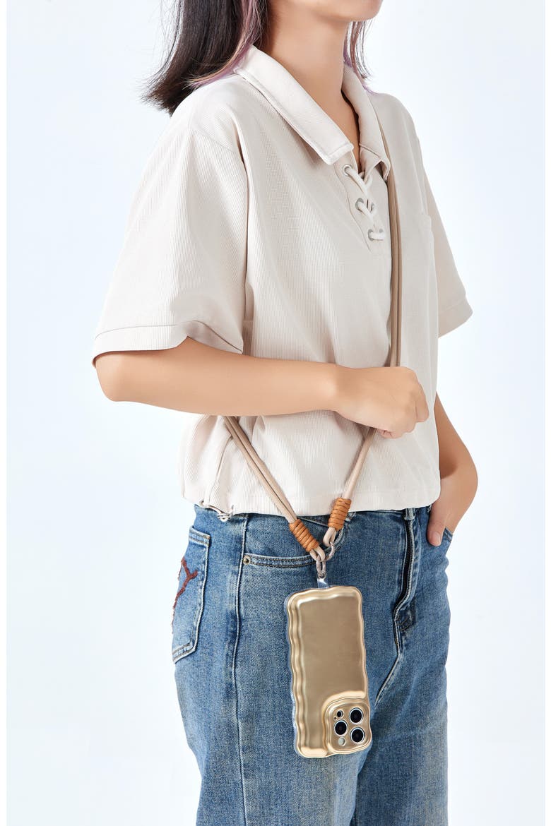Macaron Crossbody Phone Lanyard, Alternate, color, KHAKI/ CAMEL
