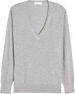 Dries Van Noten Tuomas Crystal Embellished Merino Wool V-Neck Sweater