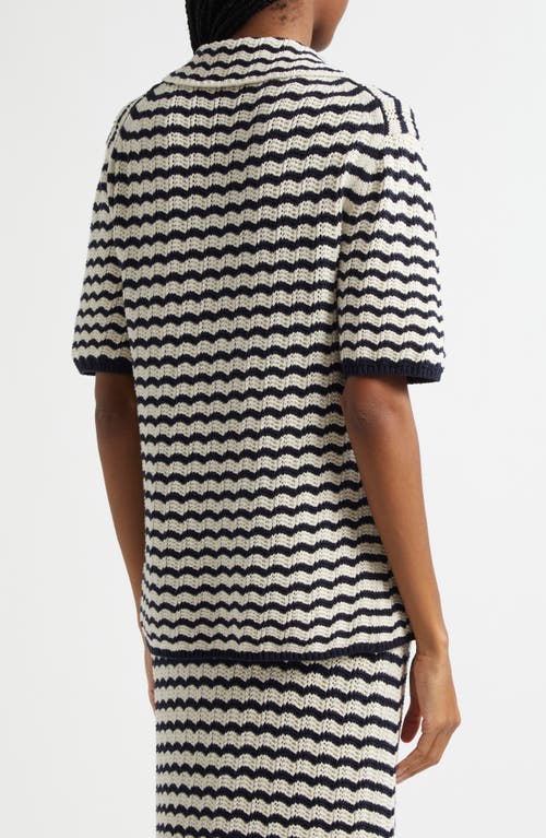 A.l.c Logan Short-sleeve Crochet Polo Top In Parchment