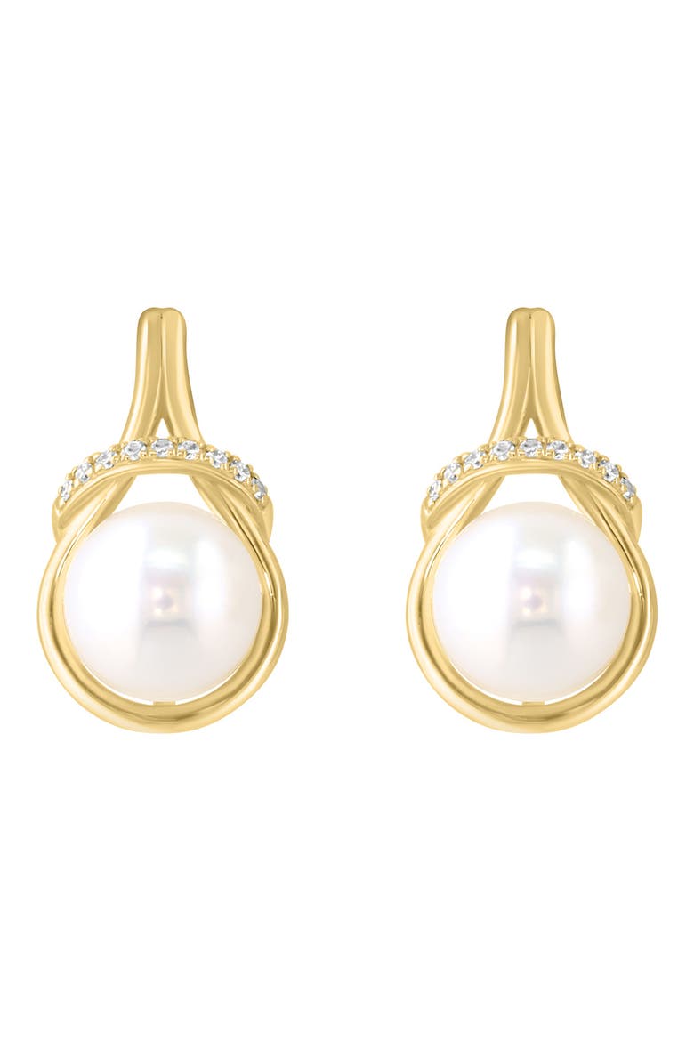 Pearl and Diamond Drop Earrings, Alternate, color, WHITE