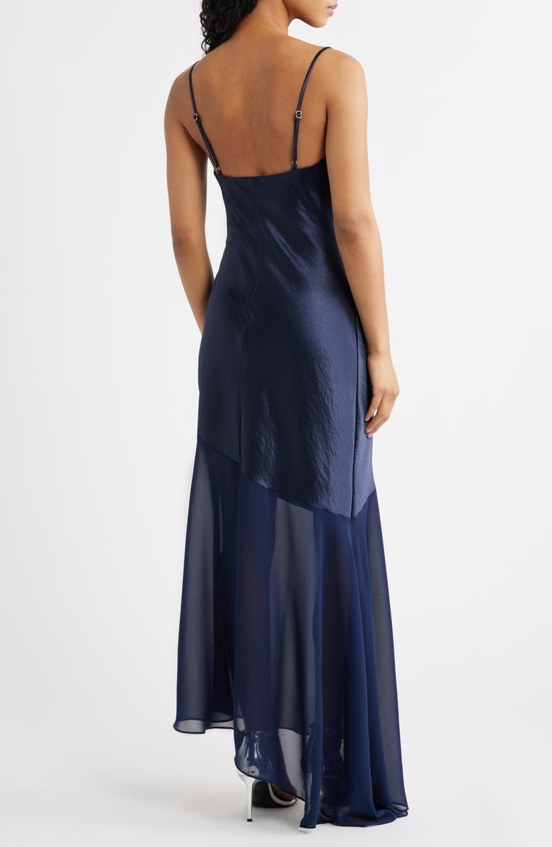 Lulus Lainey Cowl Neck Midi Dress, Alternate, color, Navy