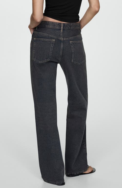 Mango Mid Rise Relaxed Straight Leg Jeans In Black