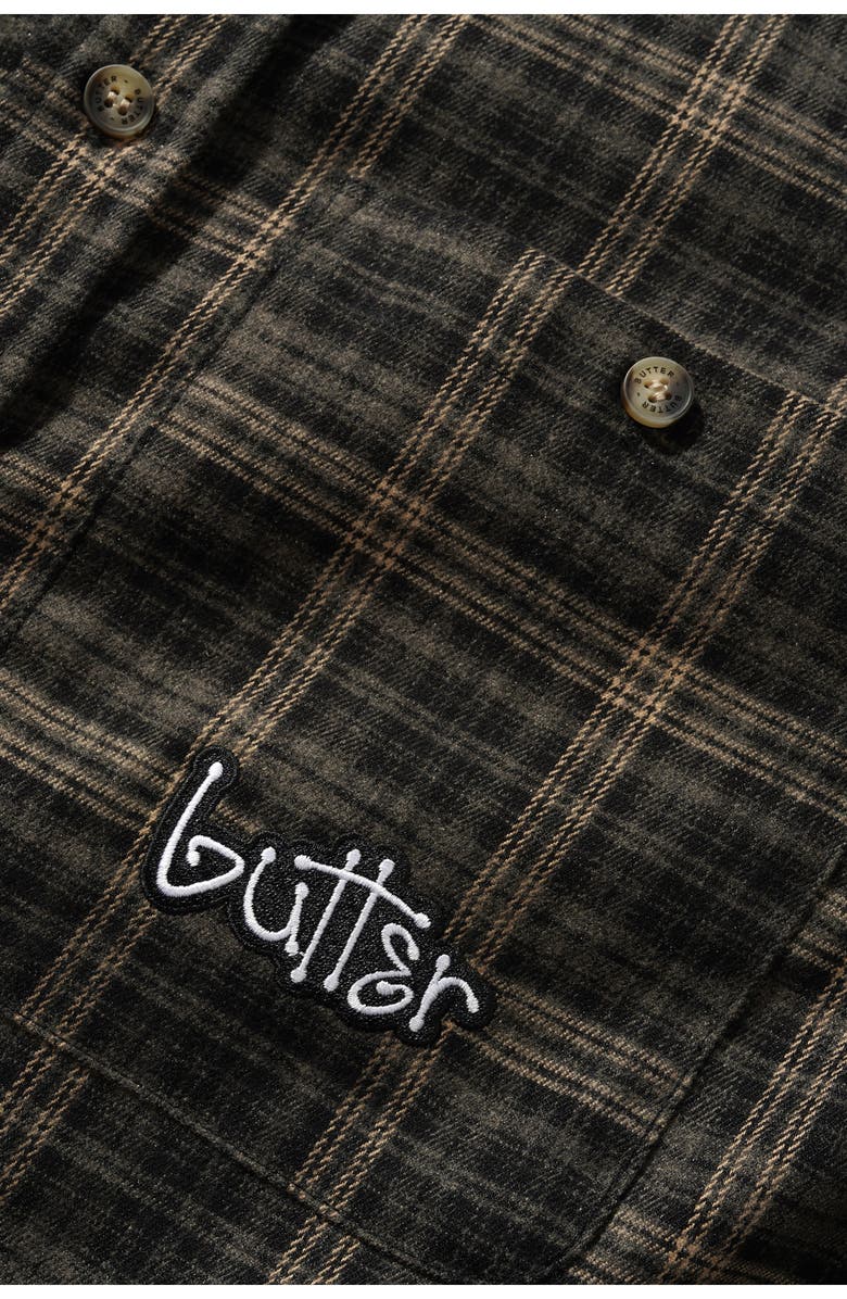 Butter Goods Connection Plaid Flannel Button-Down Shirt, Alternate, color, Black / Taupe