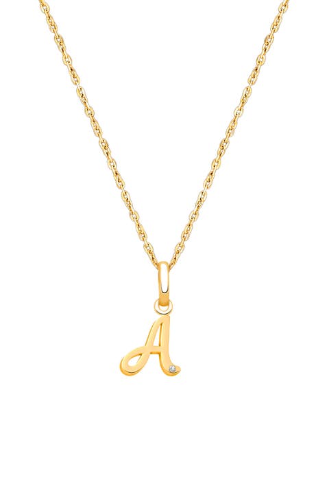 14K Gold Diamond Initial 12-14" Necklace