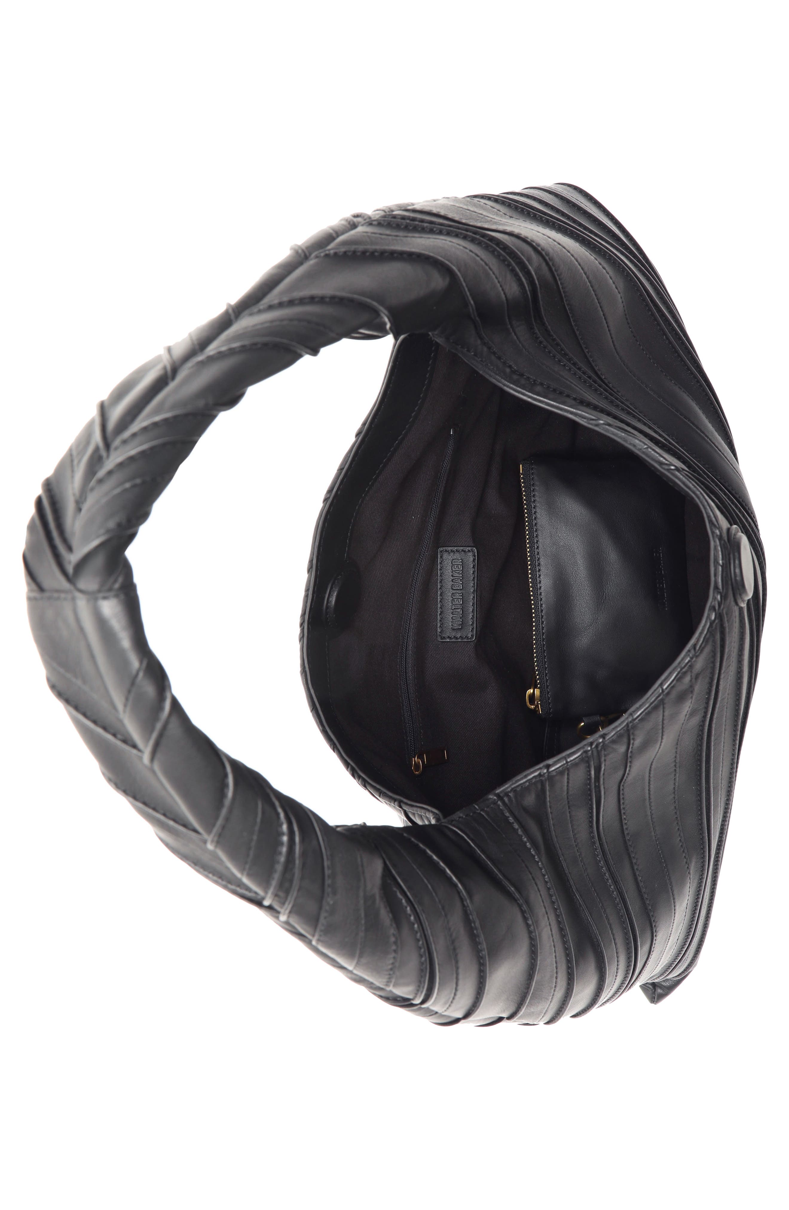 Walter Baker Dakota Leather Shoulder Bag, Alternate, color, Black