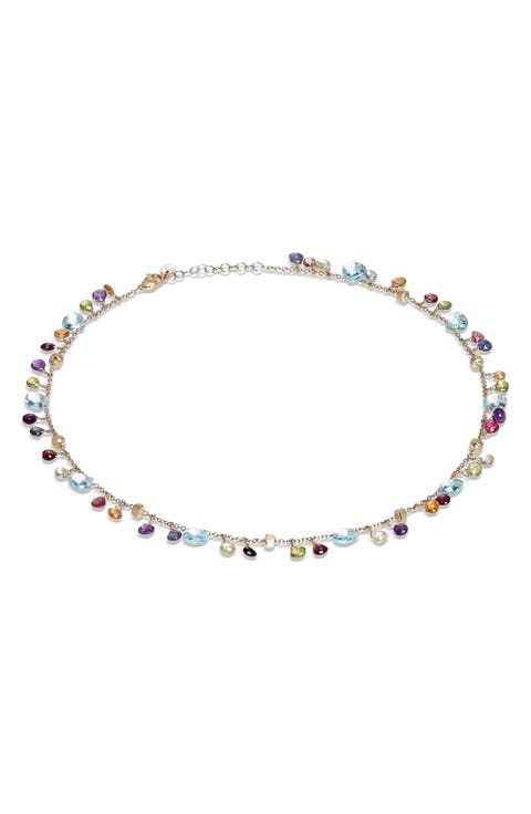 Paradise 18K Yellow Gold Blue Topaz & Mixed Semiprecious Stones Single Strand Necklace
