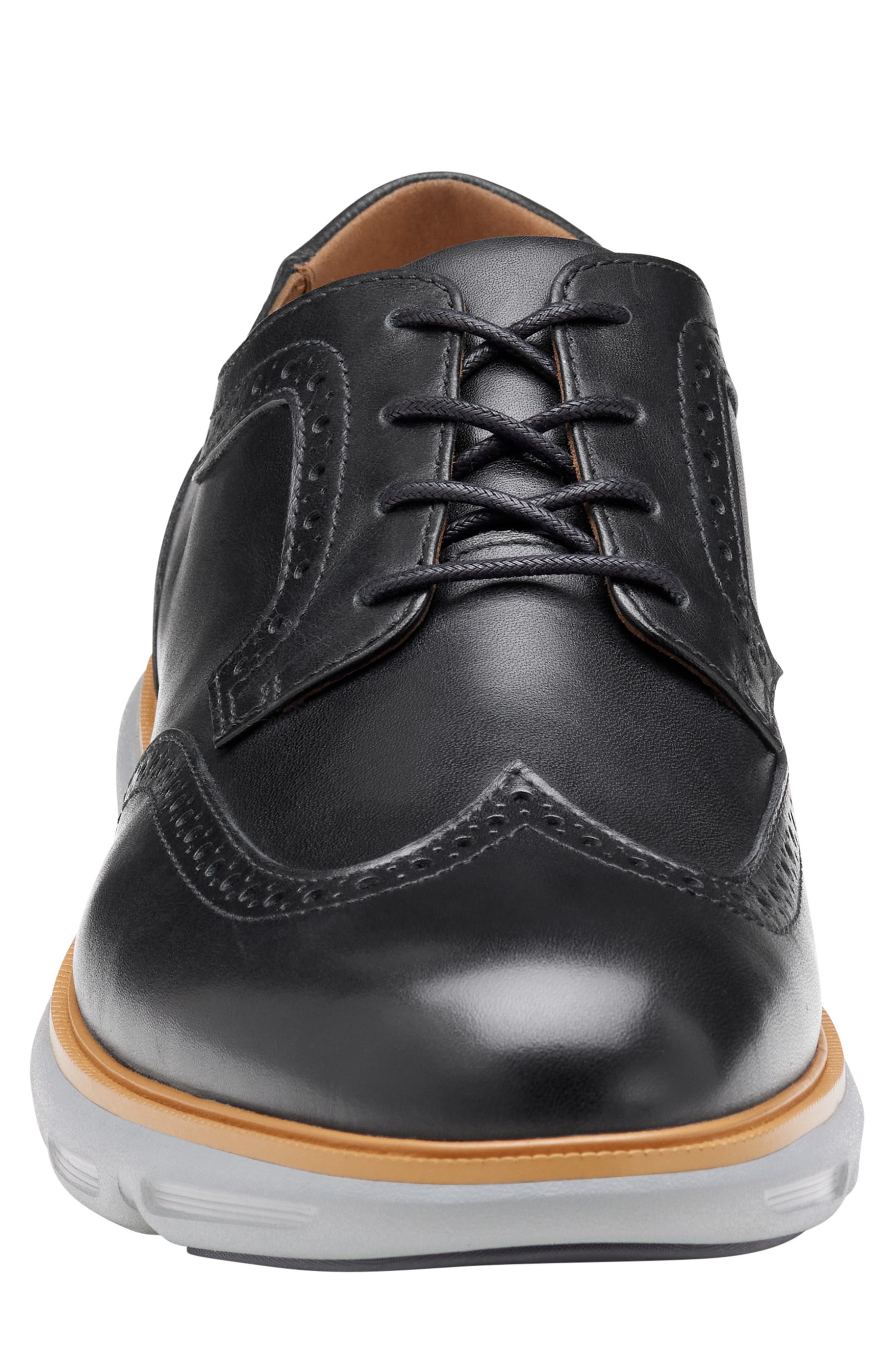Johnston & Murphy Larkin Wingtip Derby, Alternate, color, Black Italian Calfskin