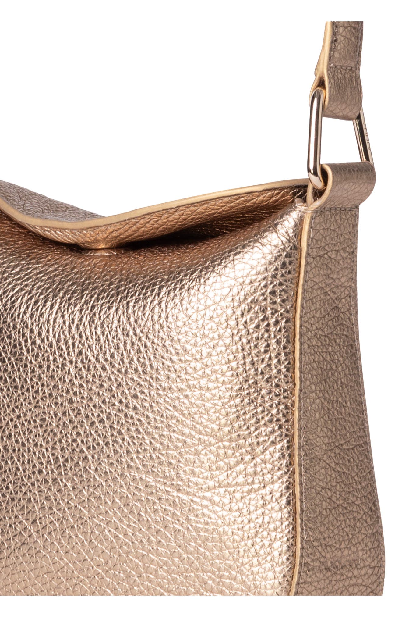 Akris Mini Anna Metallic Leather Hobo Bag, Alternate, color, 