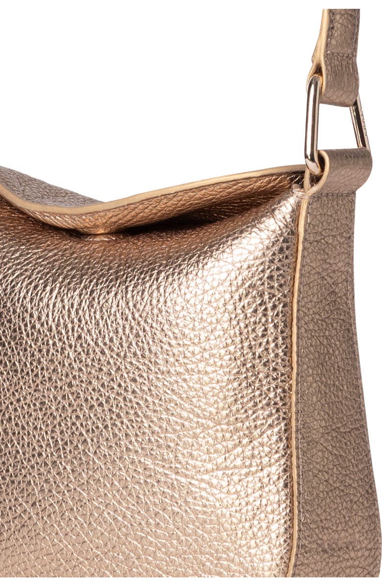 Akris Mini Anna Metallic Leather Hobo Bag, Alternate, color,