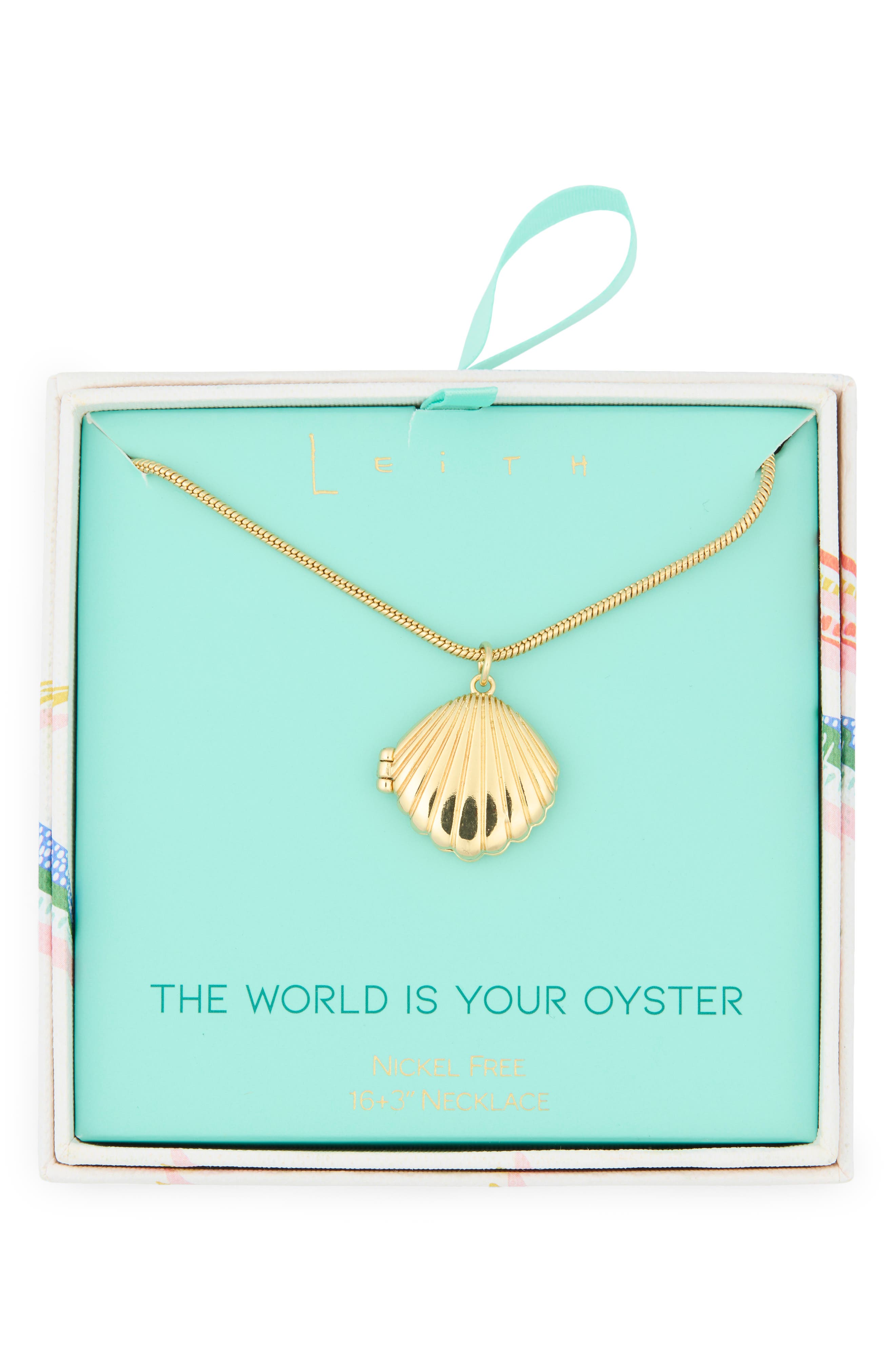 Leith The World Is Your Oyster Shell Locket Necklace
