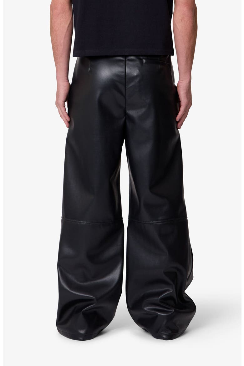 Pleated Faux Leather Pants, Alternate, color, BLACK