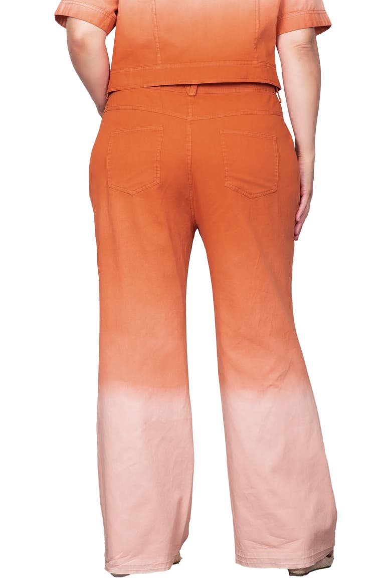 Ombré Dip Dye Wide Leg Jeans, Alternate, color, CORAL