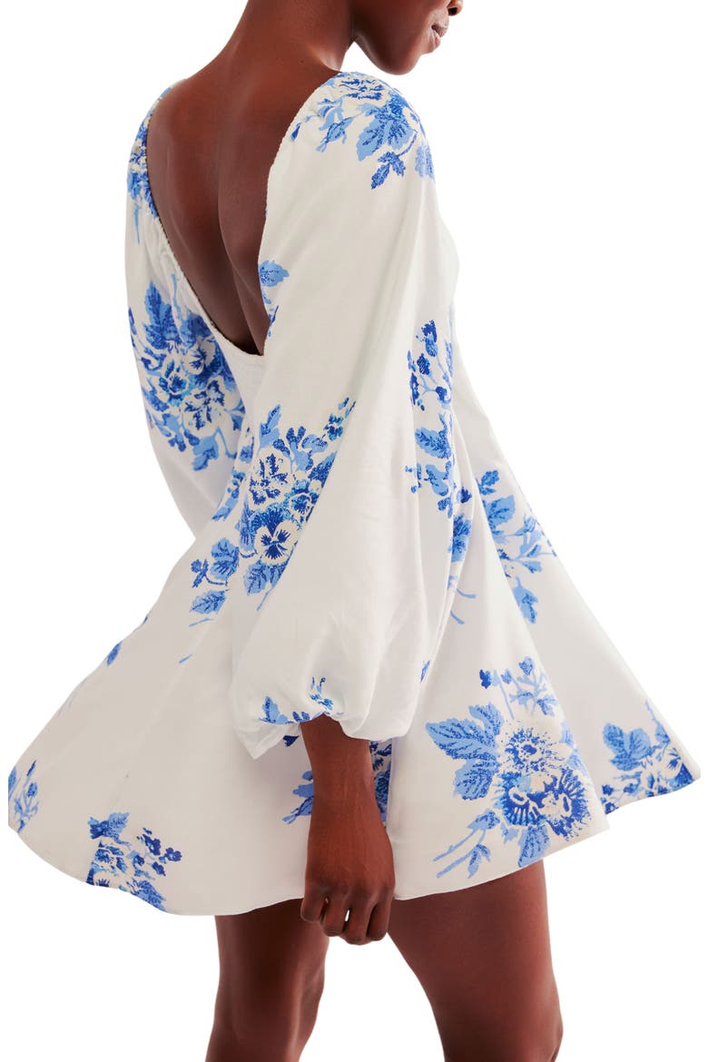 Francesca Floral Print Long Sleeve Minidress, Alternate, color, TONAL BLUE COMBO