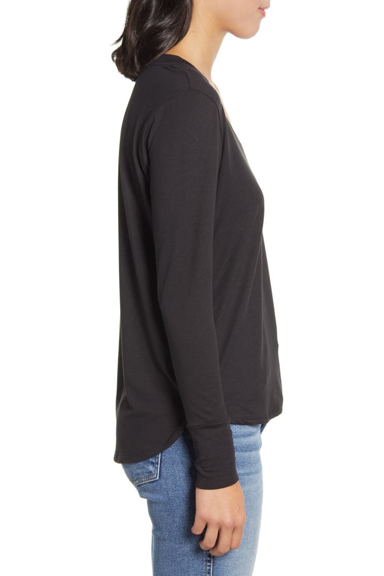 V-Neck Butter Top, Alternate, color, BLACK