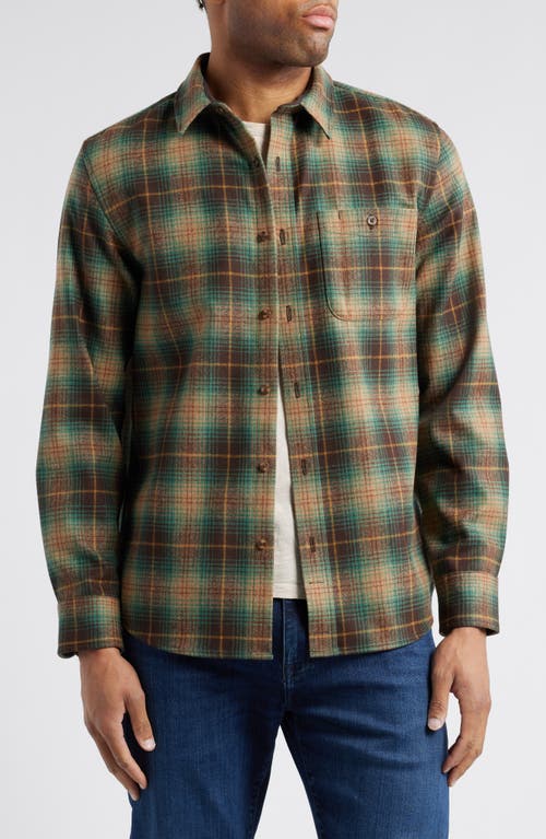 Pendleton Trail Wool Button-Up Shirt in Brown/Green Plaid 