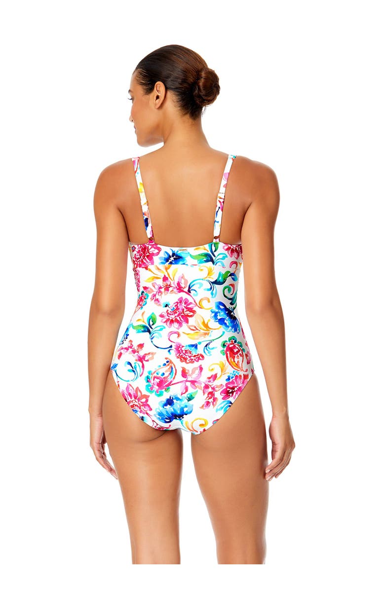 Anne Cole Women's Palm Chic V-Wire One Piece Swimsuit, Alternate, color, Watercolor Paisley