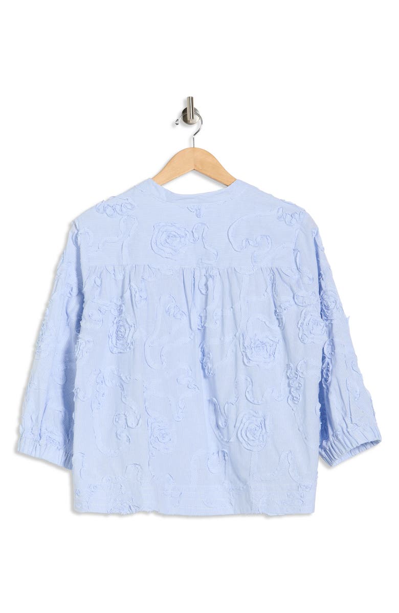 Nanette Lepore Textured Floral Stripe Cotton Top, Alternate, color, Blue/ White Stripe