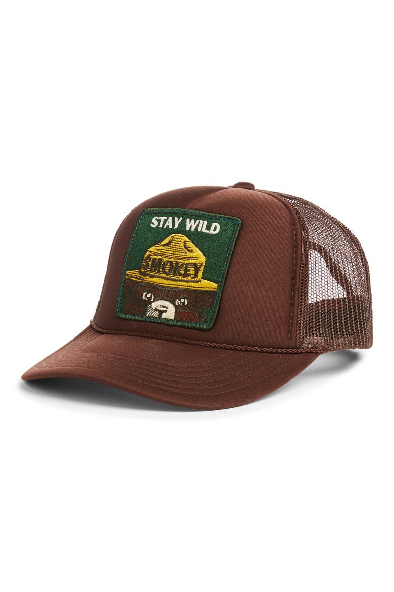 Stay Wild Trucker Hat, Main, color, BROWN