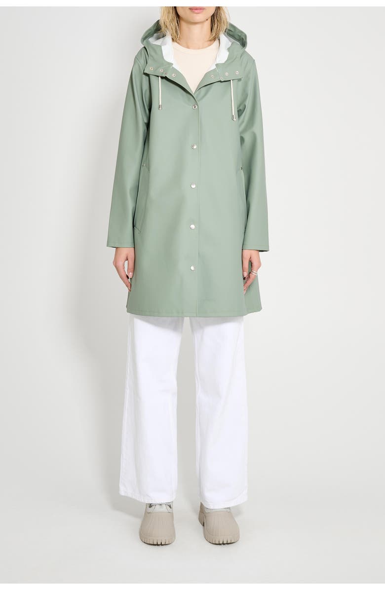 Stutterheim Mosebacke Hooded Long Sleeve Raincoat, Alternate, color, Khaki Green