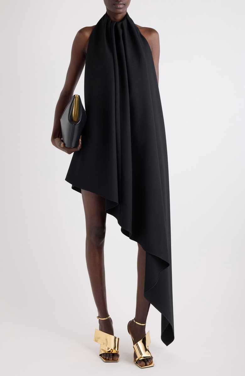 Givenchy Wool Asymmetric Halter Dress, Alternate, color, Black
