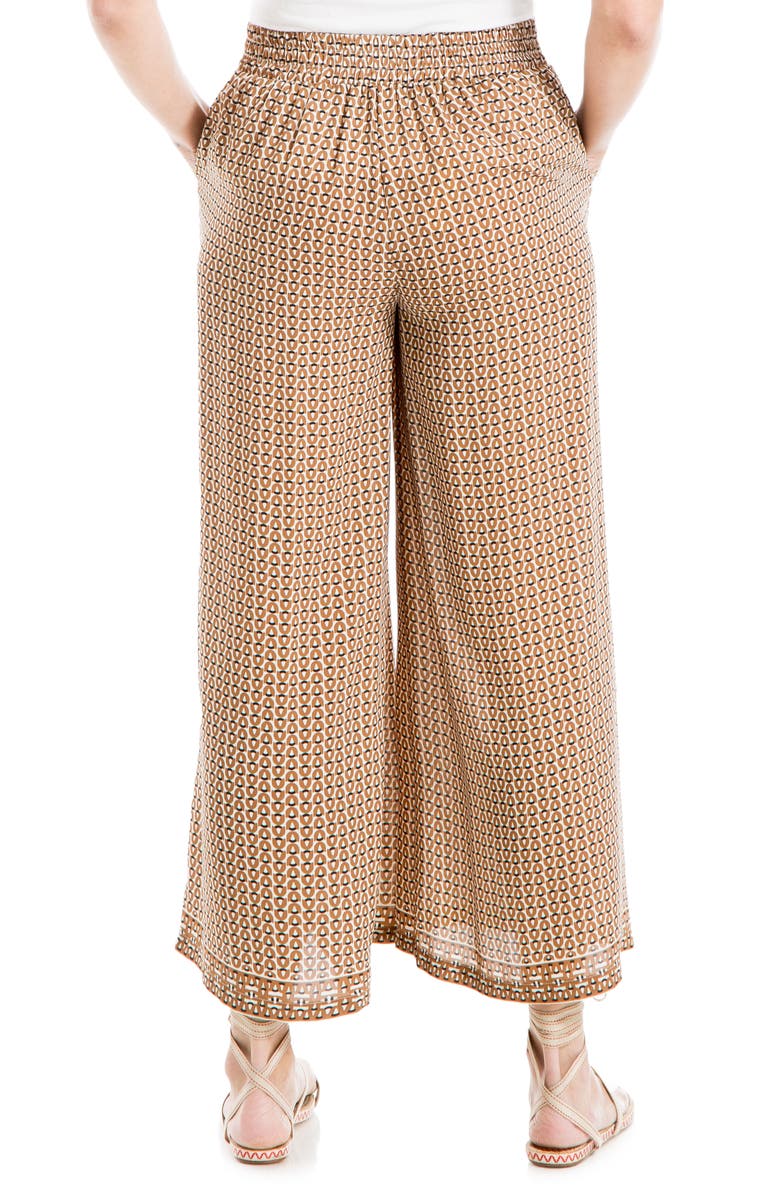 MAX STUDIO Crepe Wide Leg Pants, Alternate, color, Toast/ Cream Dolly Chains