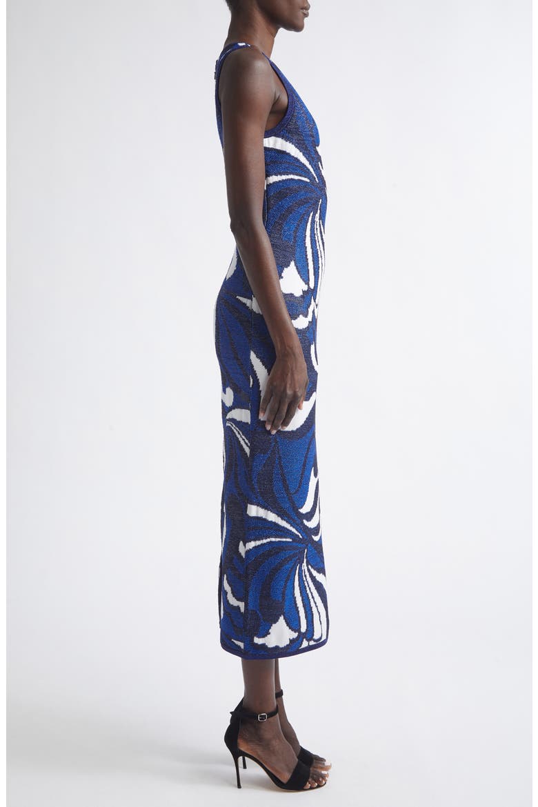 Lynn Metallic Scroll Jacquard Sweater Dress, Alternate, color, MIDNIGHT/ COBALT METALLIC