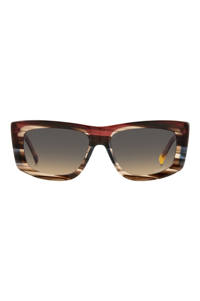 60mm Gradient Rectangular Sunglasses, Main, color, BROWN RED/ BROWN OCHRE