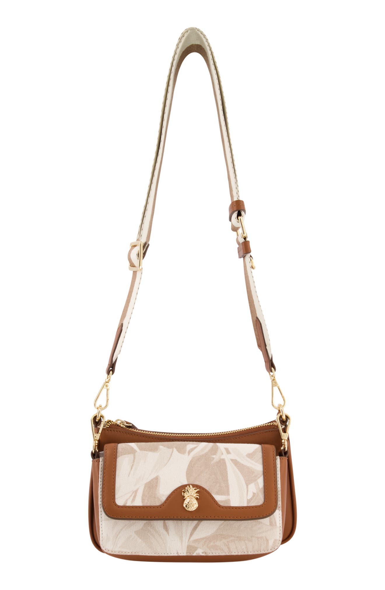 Tommy Bahama Floral Canvas &amp; Leather Trim Double Crossbody Bag