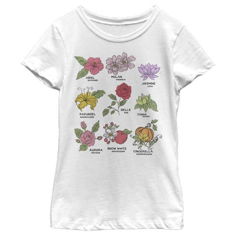 Girl's Disney Princess Floral Chart  Graphic T-Shirt
