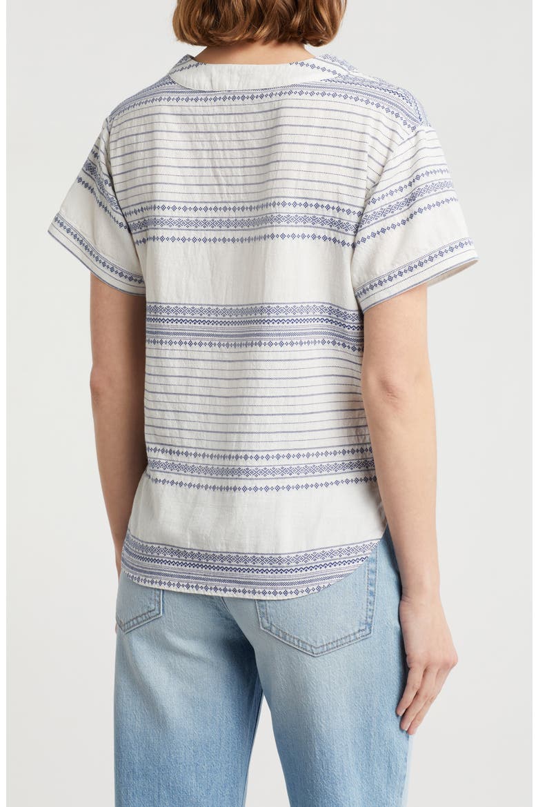 Tie Front V-Neck Top, Alternate, color, BLUE STRIPE
