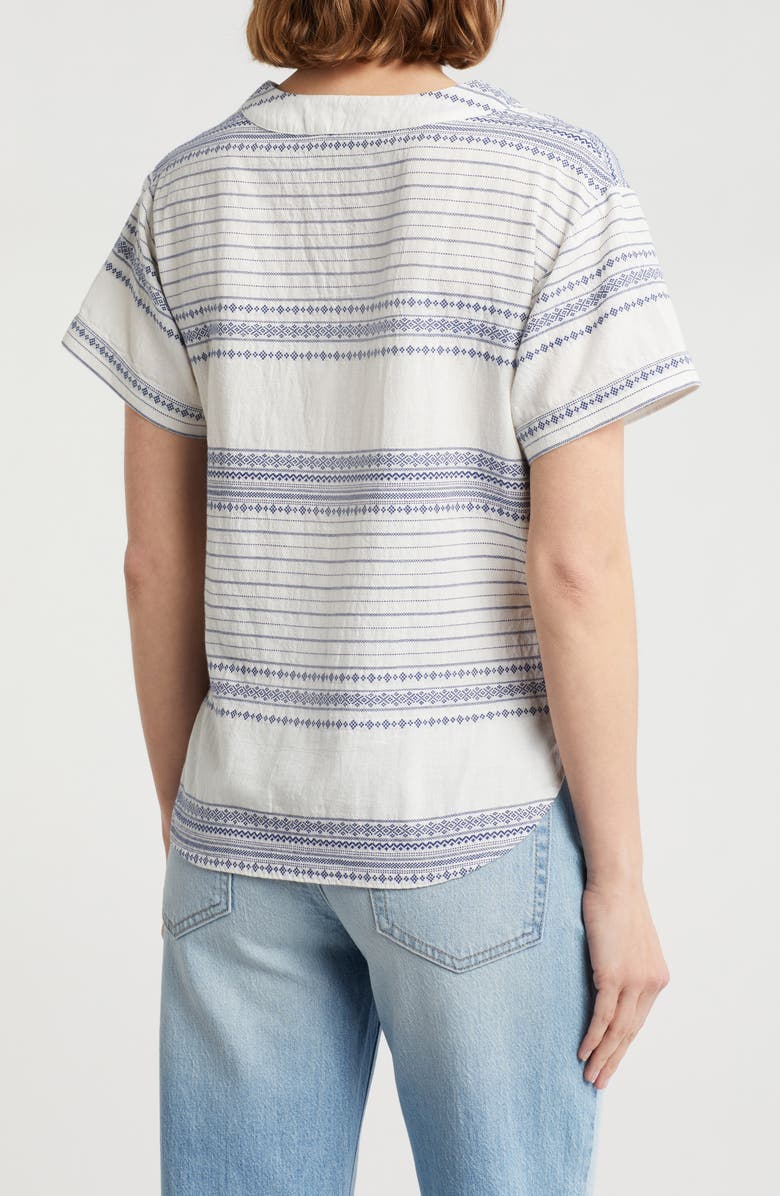 Lucky Brand Tie Front V-Neck Top, Alternate, color, Blue Stripe