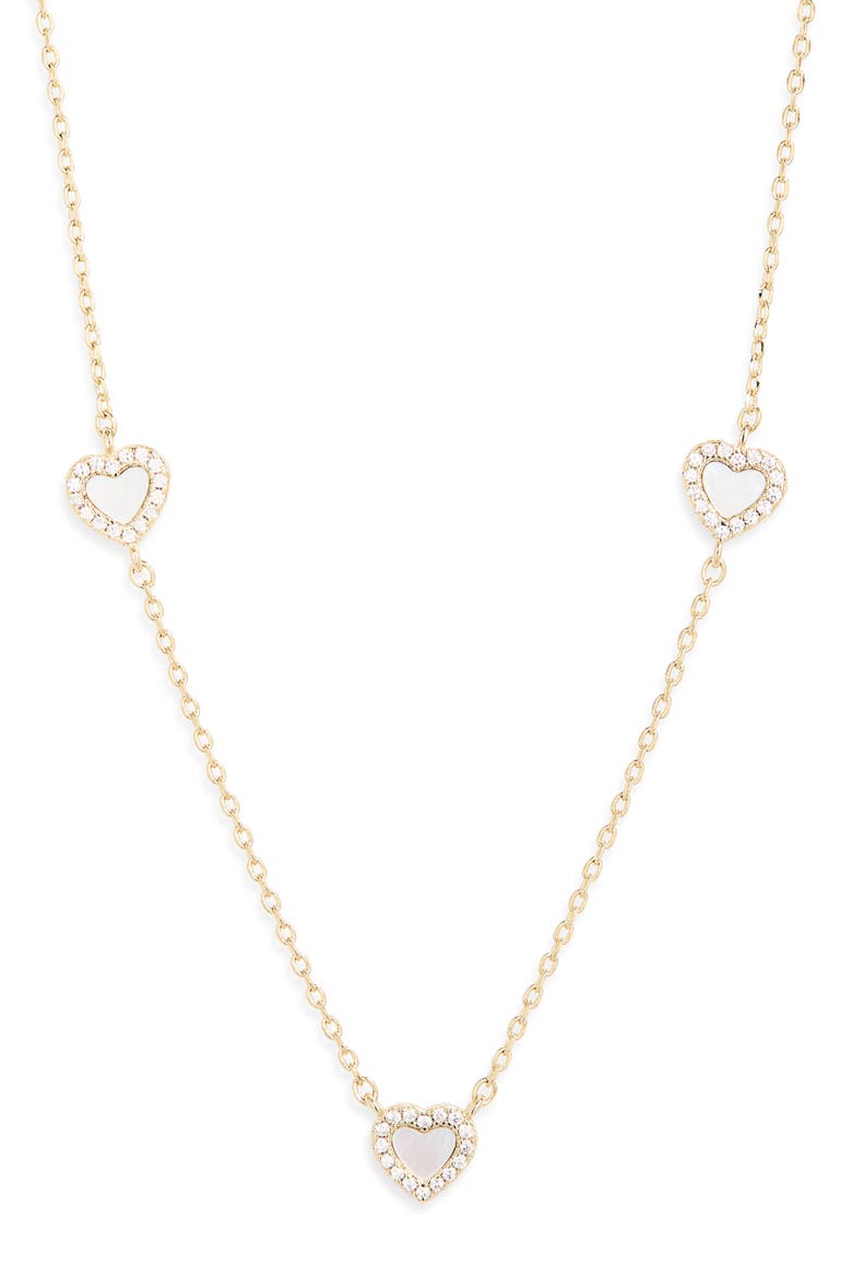 Heart Drop Necklace, Alternate, color, CLEAR- WHITE- GOLD
