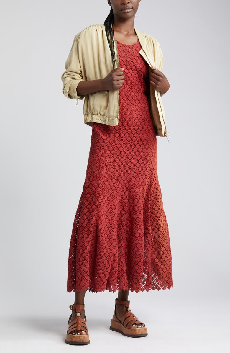 THE GREAT. The Harmony Cotton Lace Dress, Main, color, 