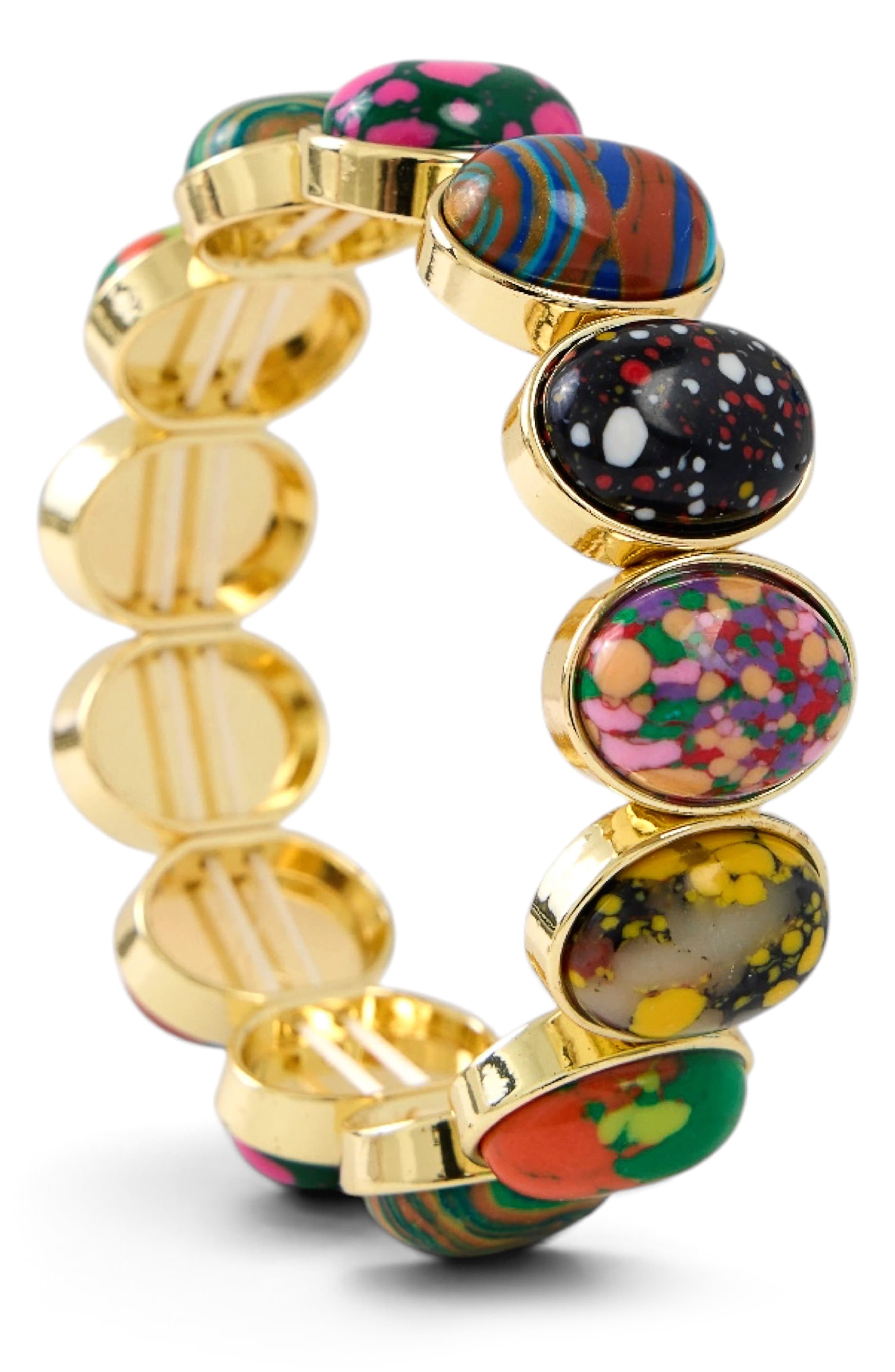 Mixed Faux Stone Stretch Bracelet