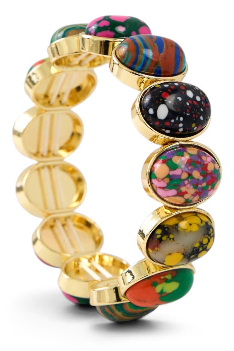 Mixed Faux Stone Stretch Bracelet, Main, color, GOLD MULTI