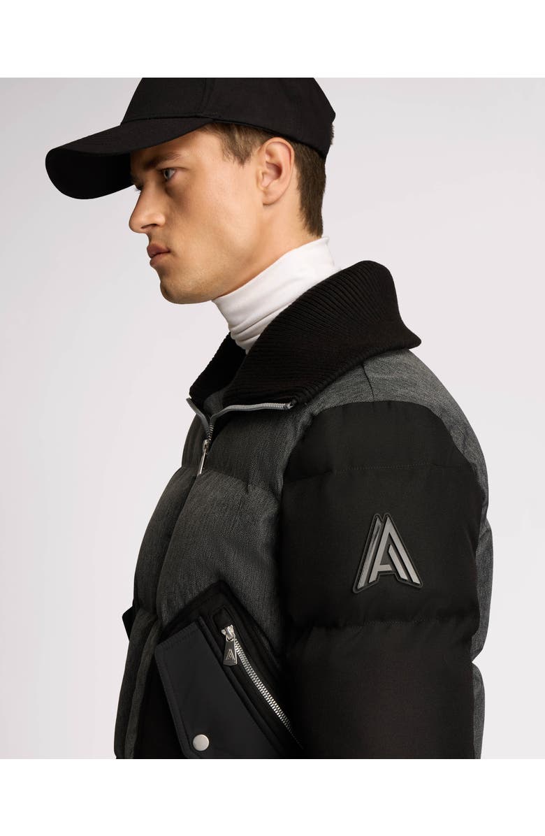 Alpenhaus Sebonack Quilted Denim-Look Bomber Jacket with Fold-Over Ribbed Collar, Alternate, color, Black